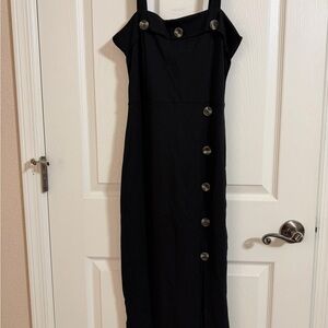 Stella Luce Black Dress with Button Detail